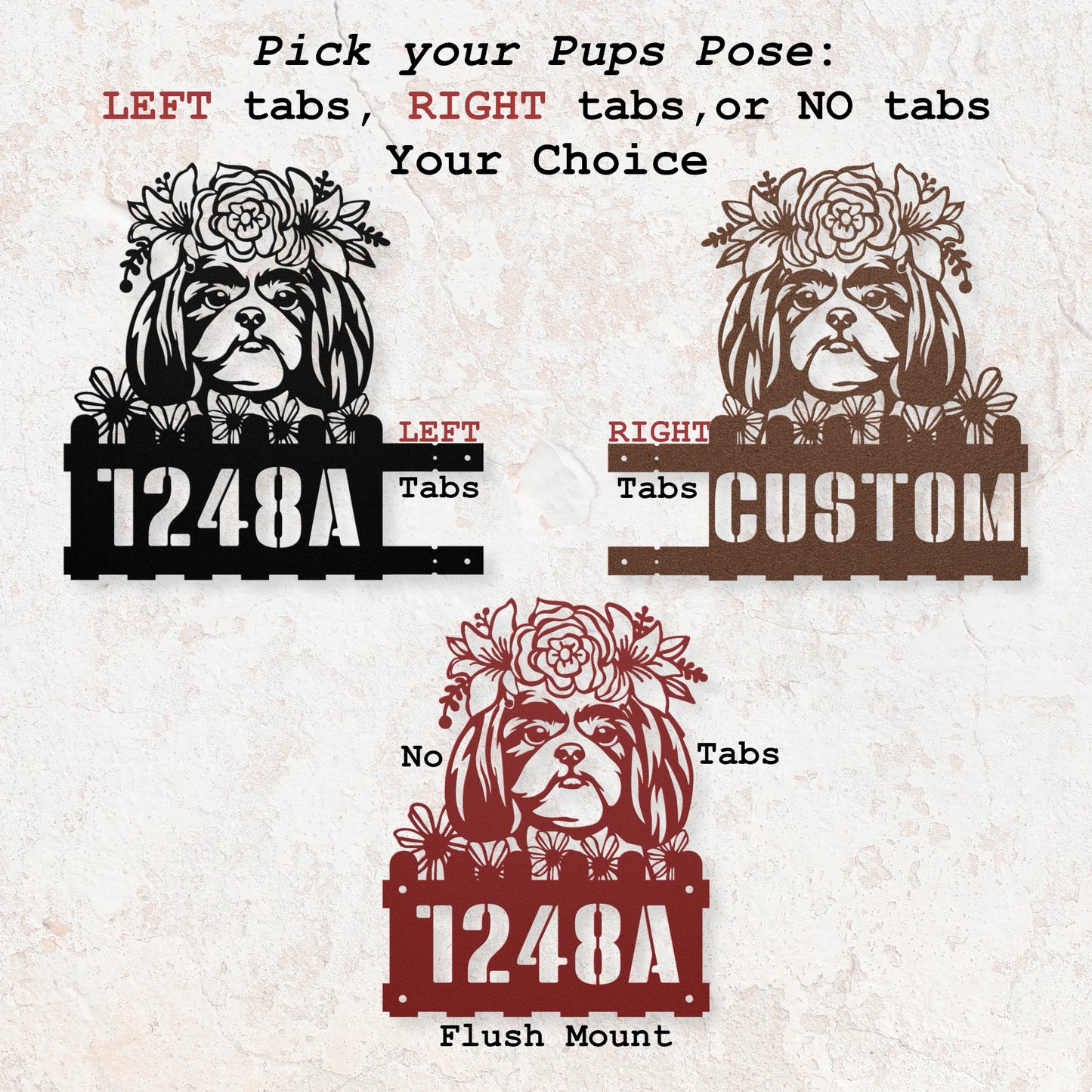 Shih-Tzu Custom Metal House Number Sign