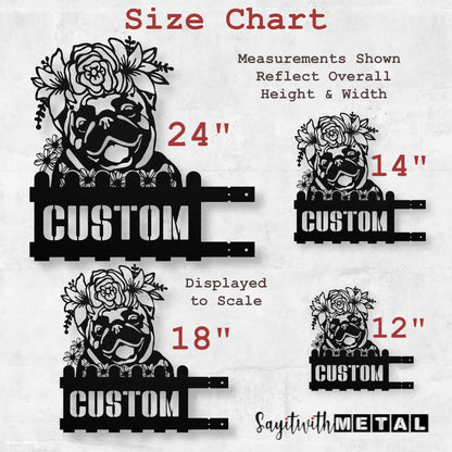 Pug Custom Metal House Number Sign