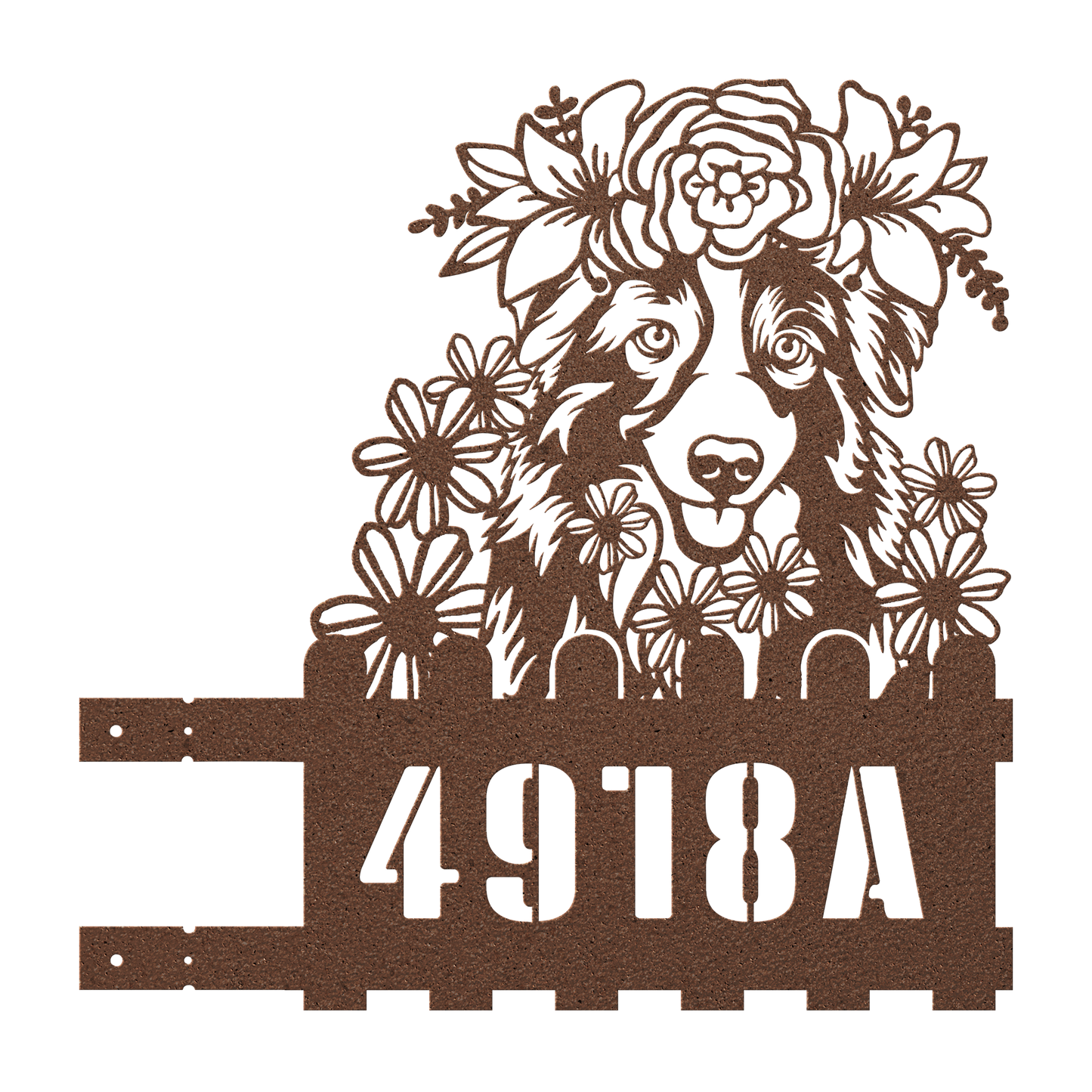 Australian Shepherd Custom Metal House Number Sign