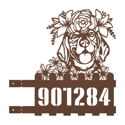 Beagle Custom Metal House Number Sign