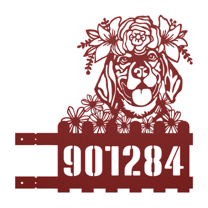 Beagle Custom Metal House Number Sign