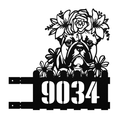 Bulldog Custom Metal House Number Sign