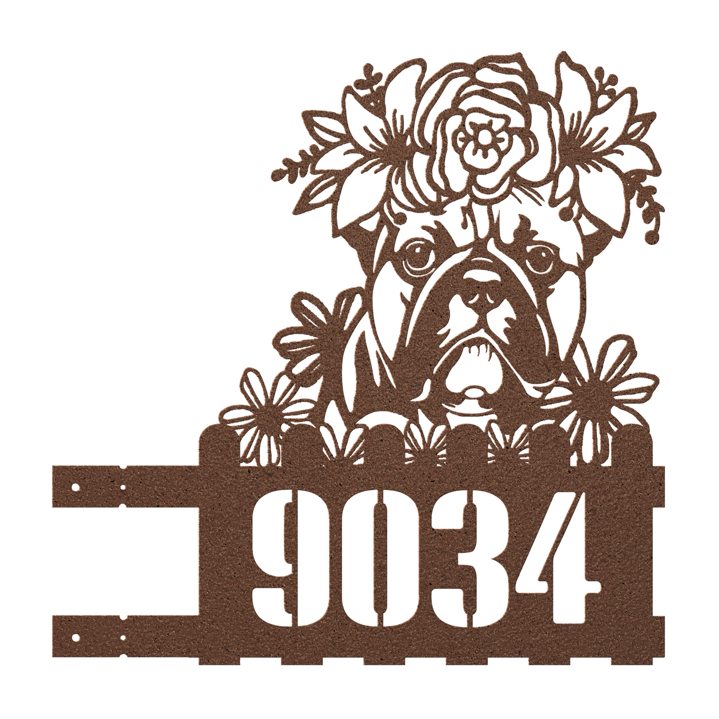 Bulldog Custom Metal House Number Sign