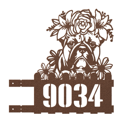 Bulldog Custom Metal House Number Sign