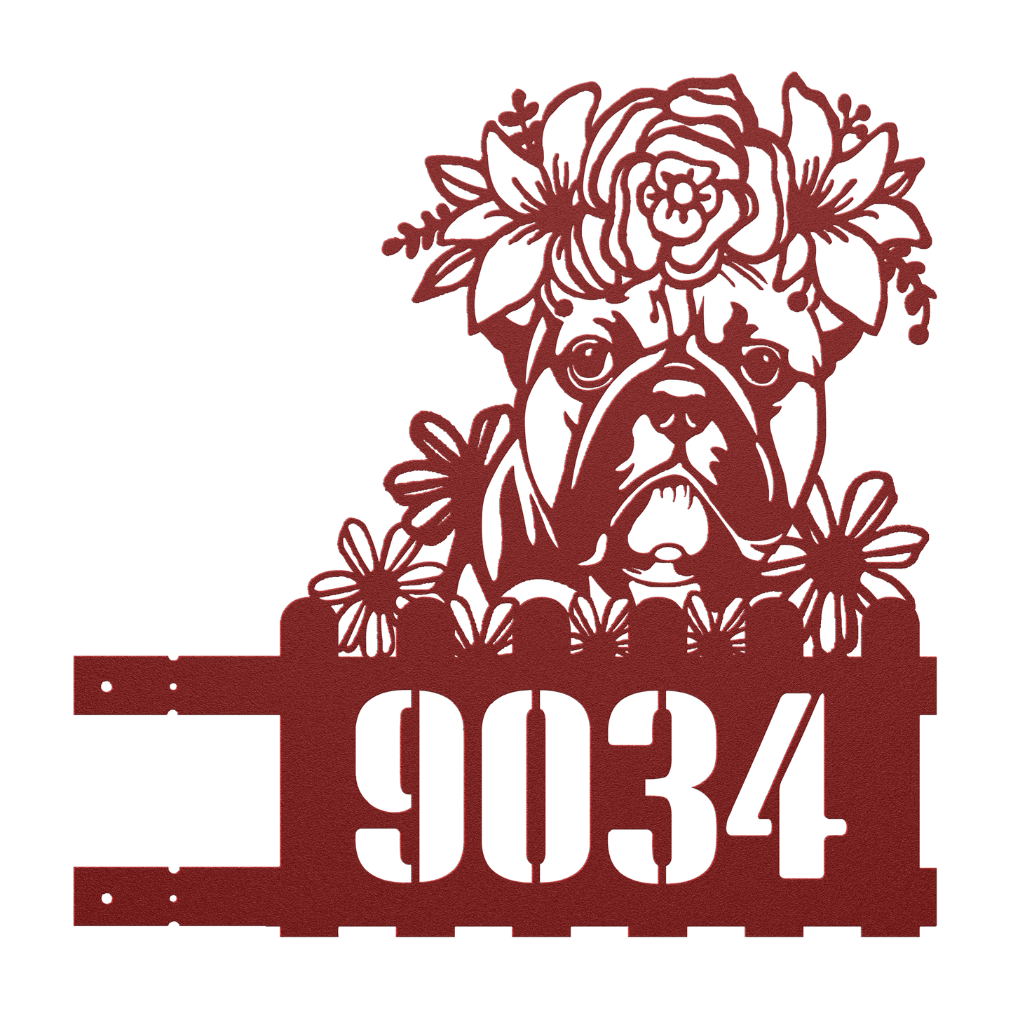 Bulldog Custom Metal House Number Sign