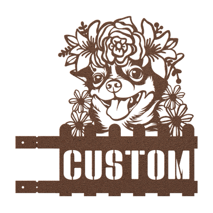 Chihuahua metal address sign – Copper, Right tab