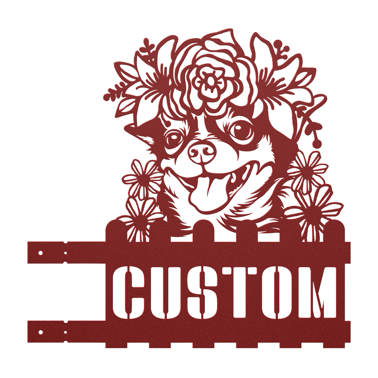 Chihuahua metal address sign – Red, Right tab