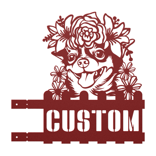 Chihuahua metal address sign – Red, Right tab