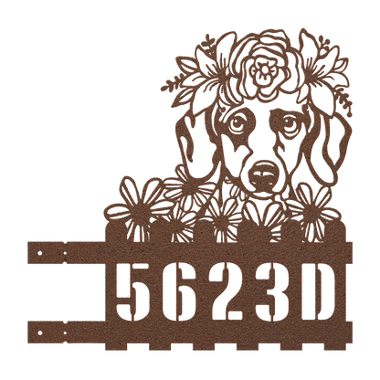 Dachshund Custom Metal House Number Sign