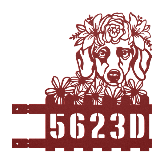 Dachshund Custom Metal House Number Sign