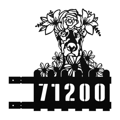 Doberman Custom Metal House Number Sign