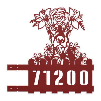 Doberman Custom Metal House Number Sign