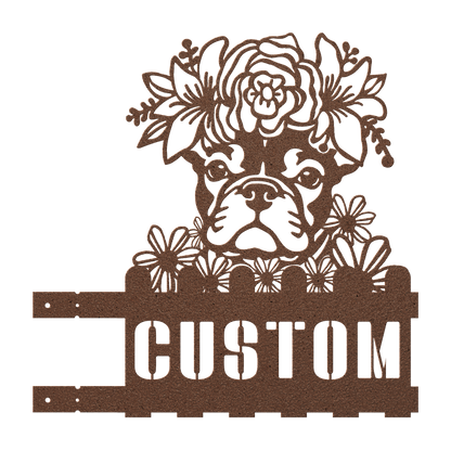 French Bulldog Custom Metal House Number Sign