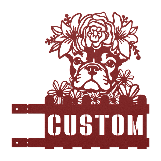 French Bulldog Custom Metal House Number Sign