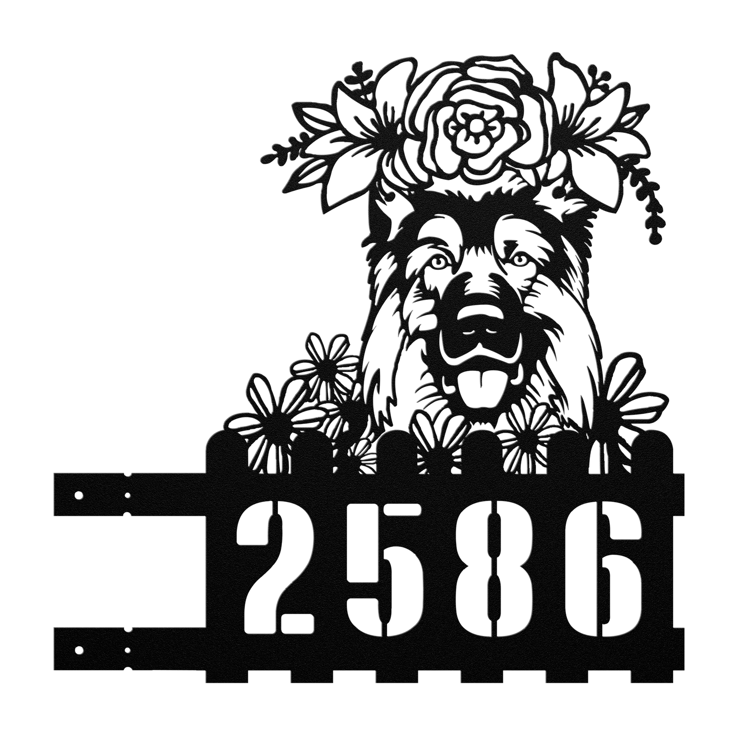 German Shepherd Custom Metal House Number Sign