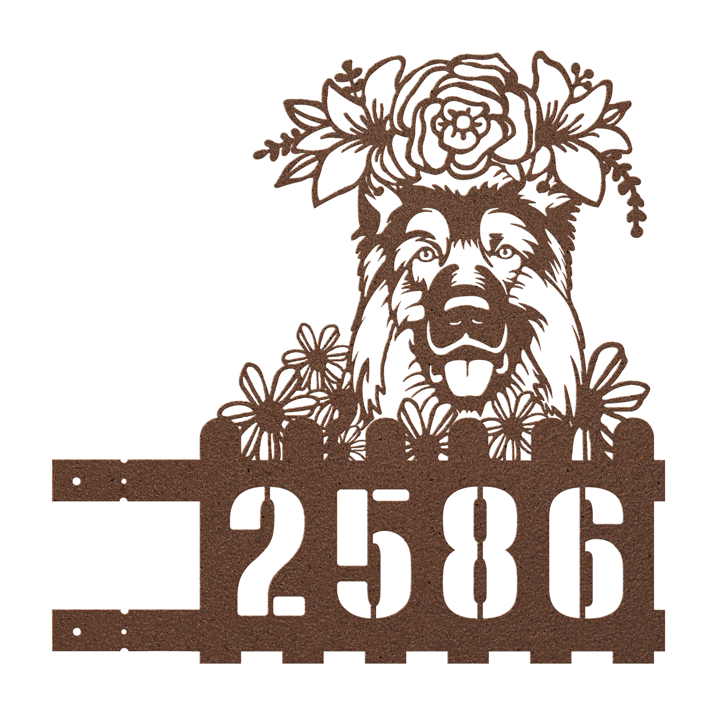 German Shepherd Custom Metal House Number Sign