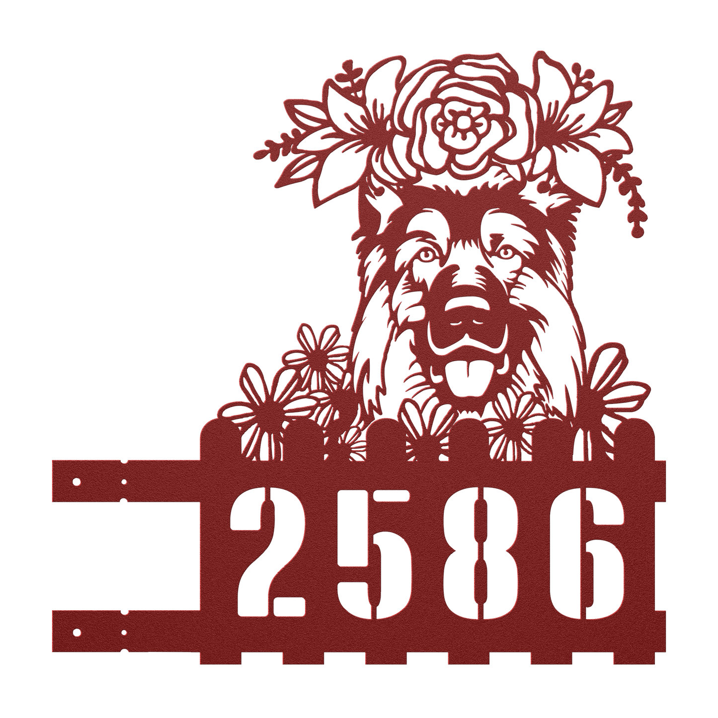 German Shepherd Custom Metal House Number Sign