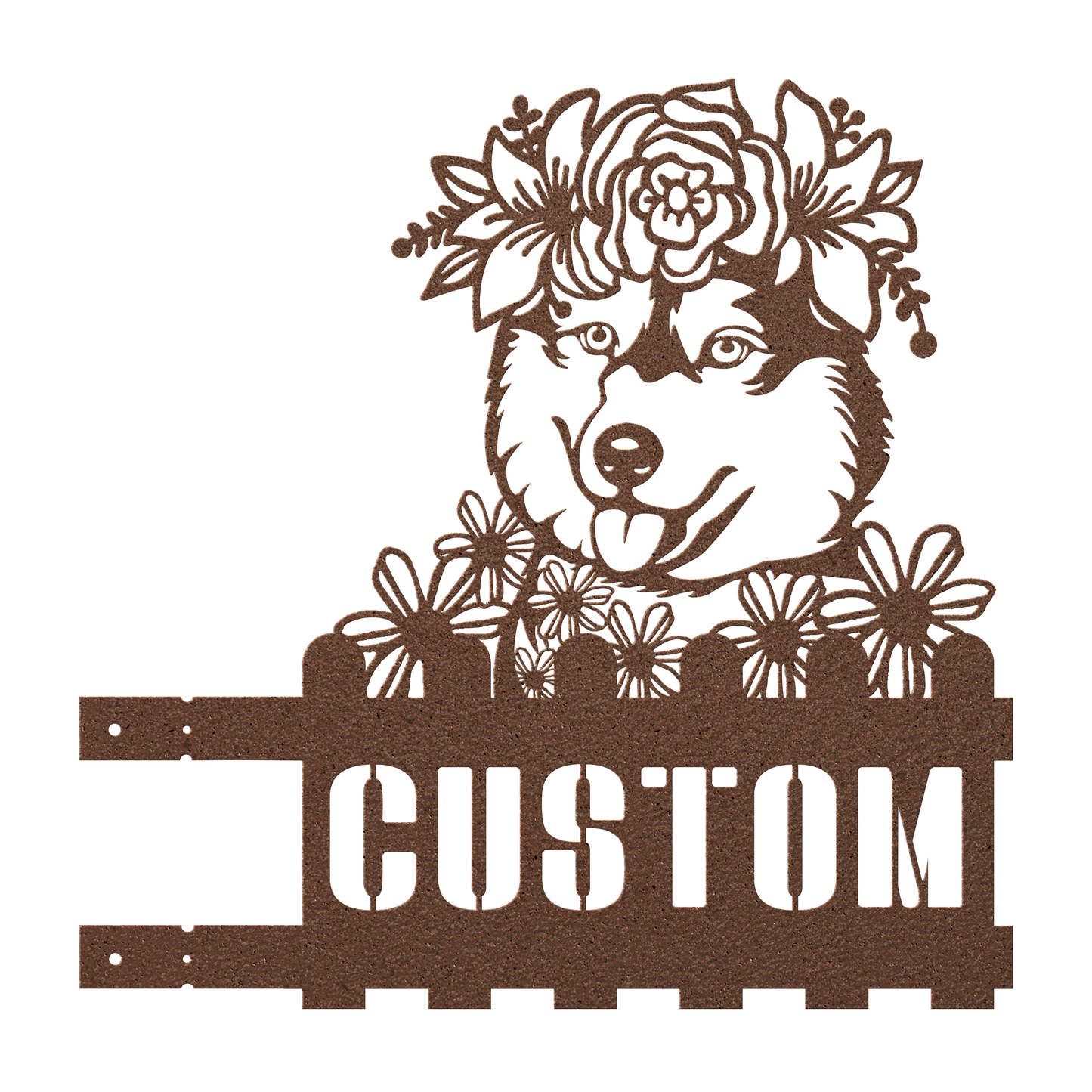 Decorative design of a husky with flowers with custom text