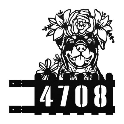 Rottweiler Custom Metal House Number Sign
