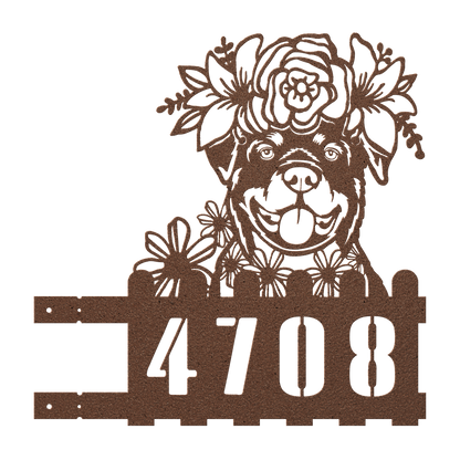 Rottweiler Custom Metal House Number Sign