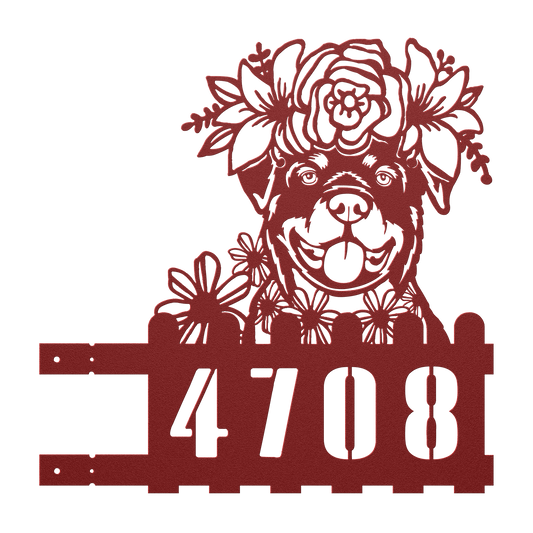 Rottweiler Custom Metal House Number Sign