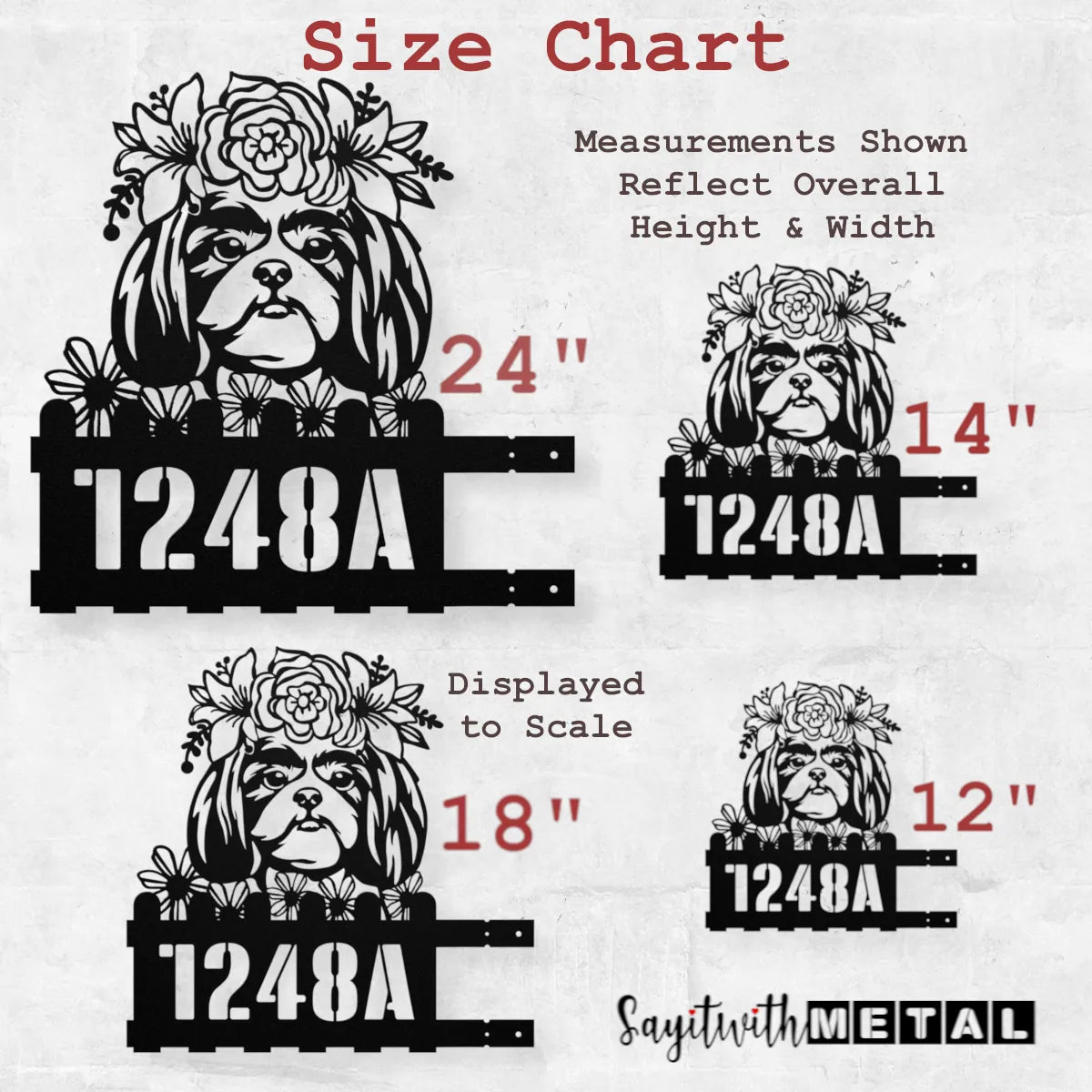 Shih-Tzu Custom Metal House Number Sign
