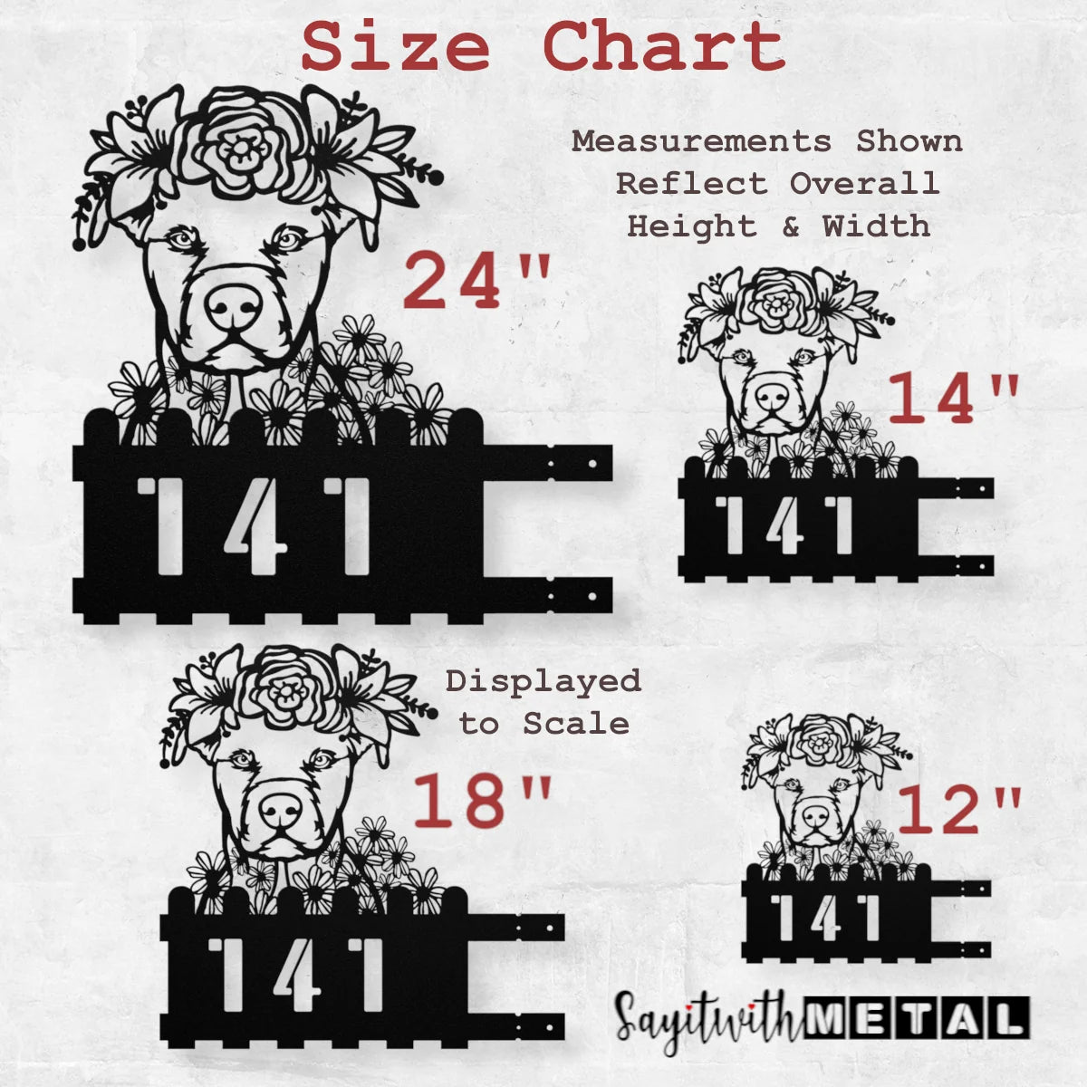 Pit Bull Custom Metal House Number Sign