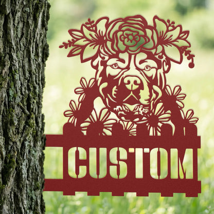 American Bulldog Custom Metal House Number Sign