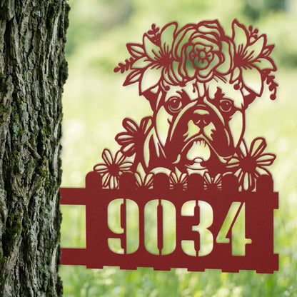 Bulldog Custom Metal House Number Sign