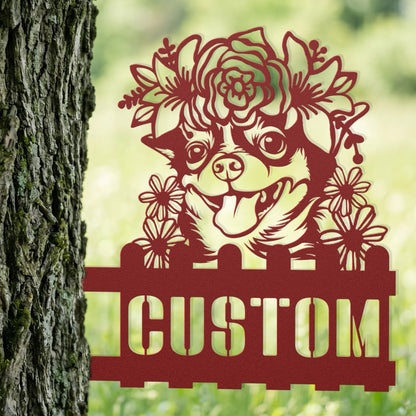 Chihuahua metal address sign on a tree