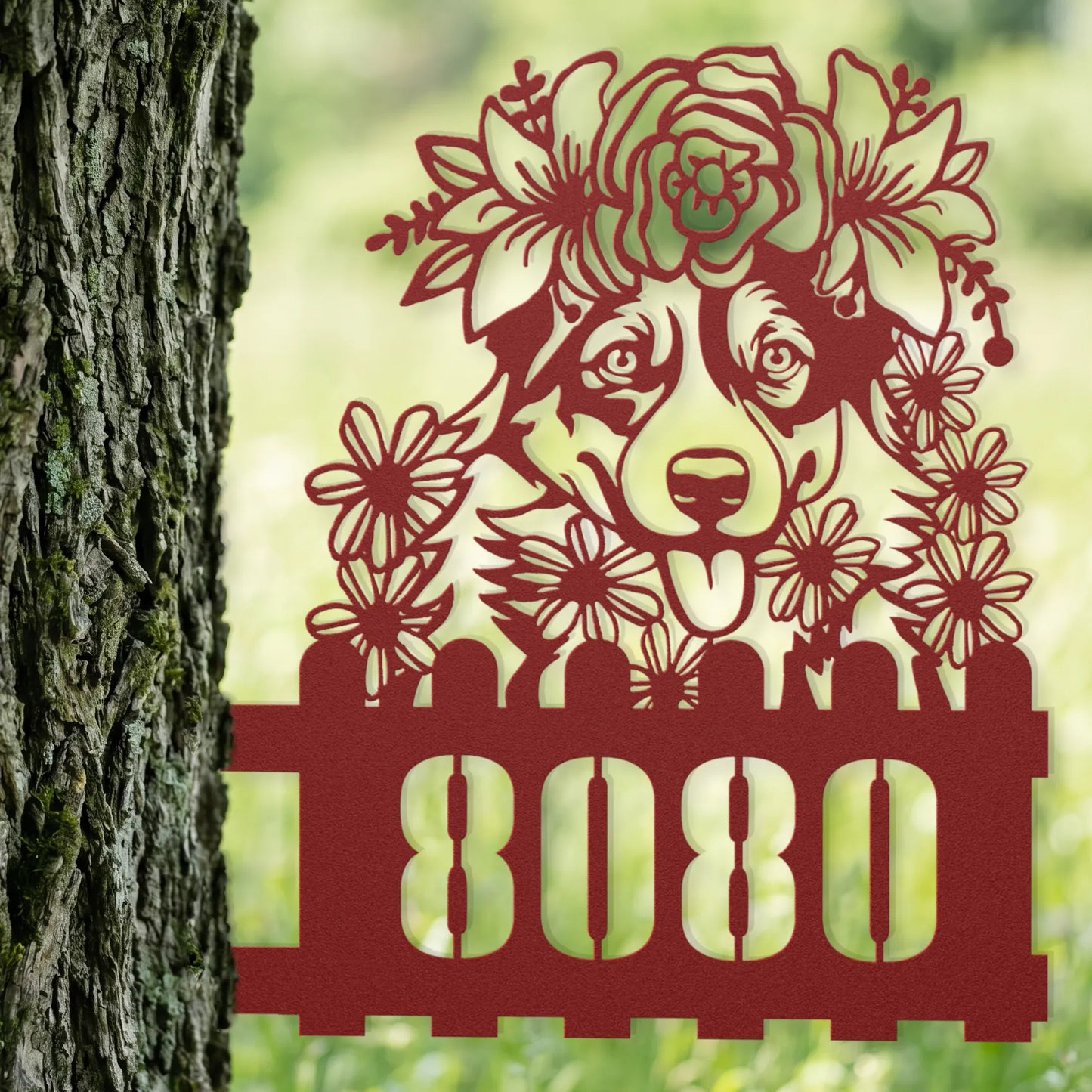 Corgi Custom Metal House Number Sign