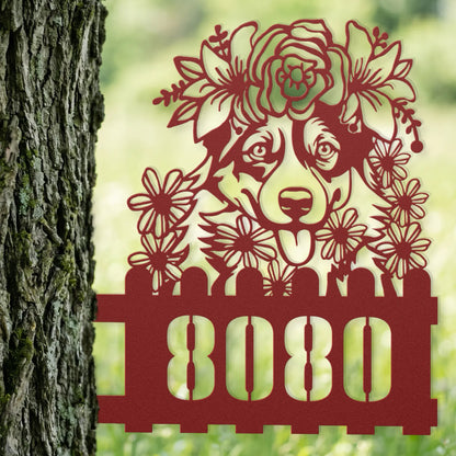 Corgi Custom Metal House Number Sign