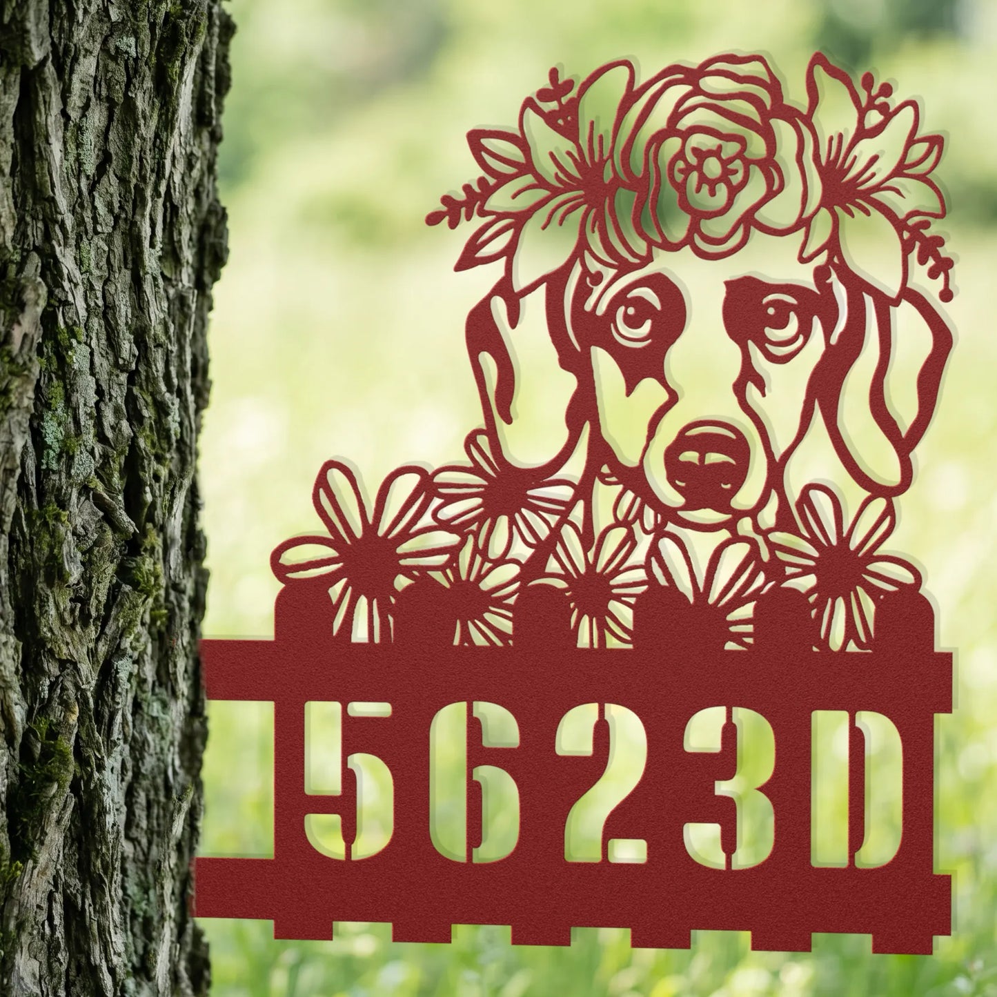 Dachshund Custom Metal House Number Sign