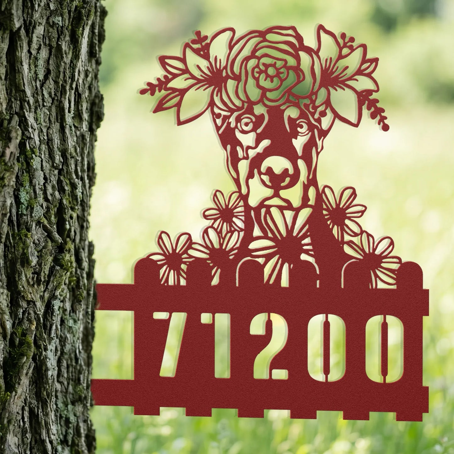 Doberman Custom Metal House Number Sign
