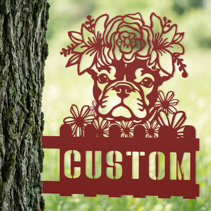 French Bulldog Custom Metal House Number Sign