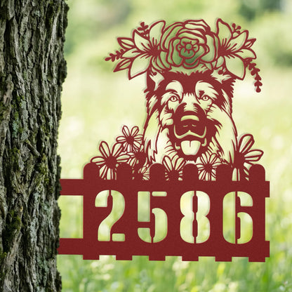German Shepherd Custom Metal House Number Sign