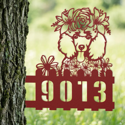 Poodle Custom Metal House Number Sign