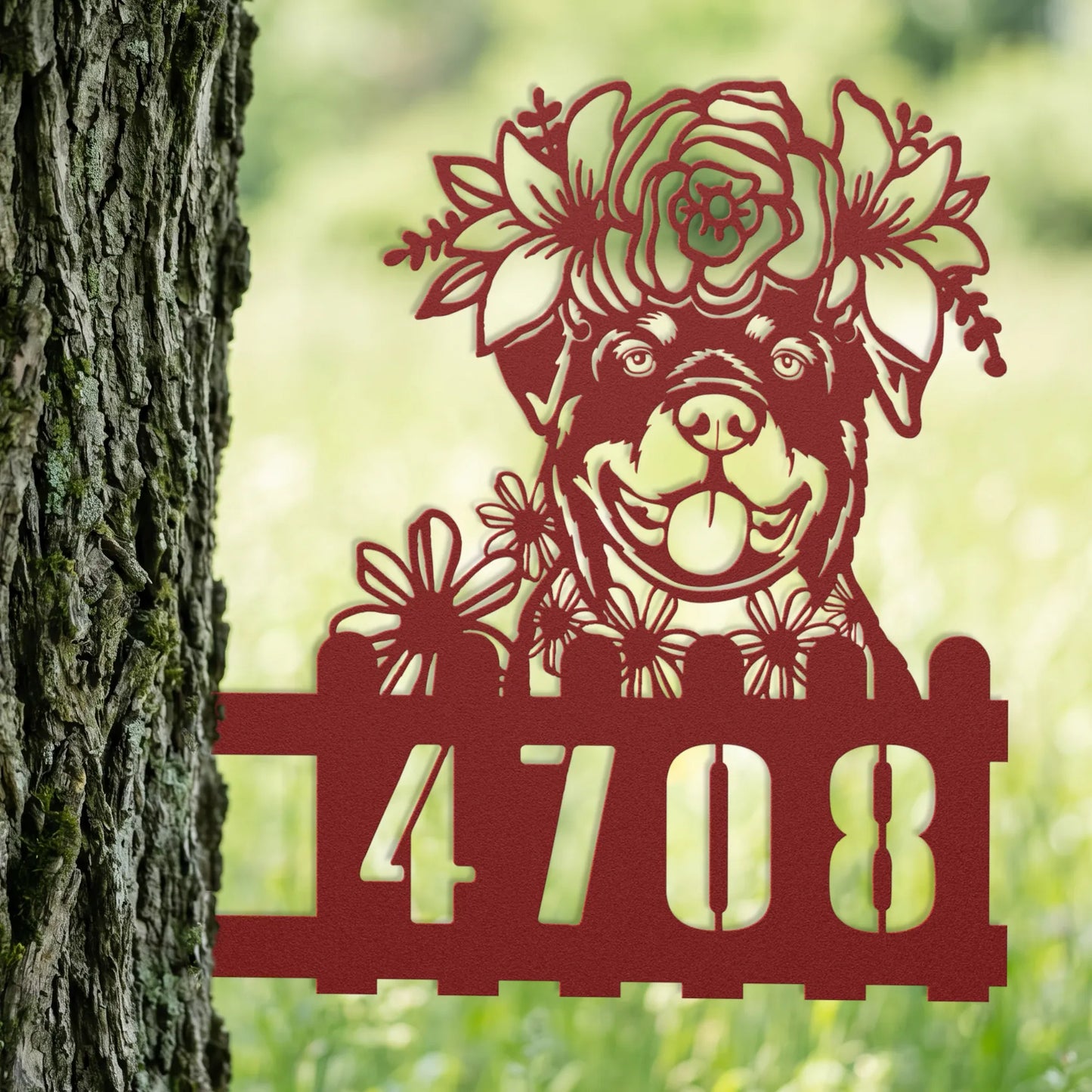 Rottweiler Custom Metal House Number Sign