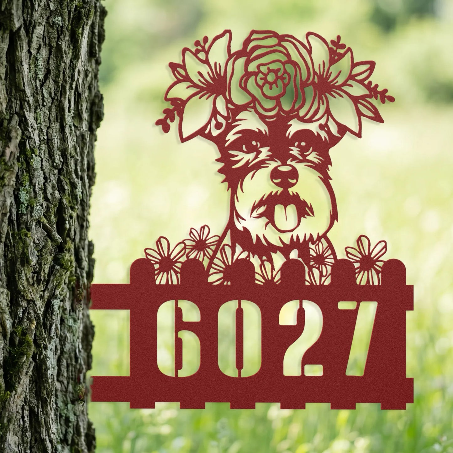 Schnauzer Custom Metal House Number Sign