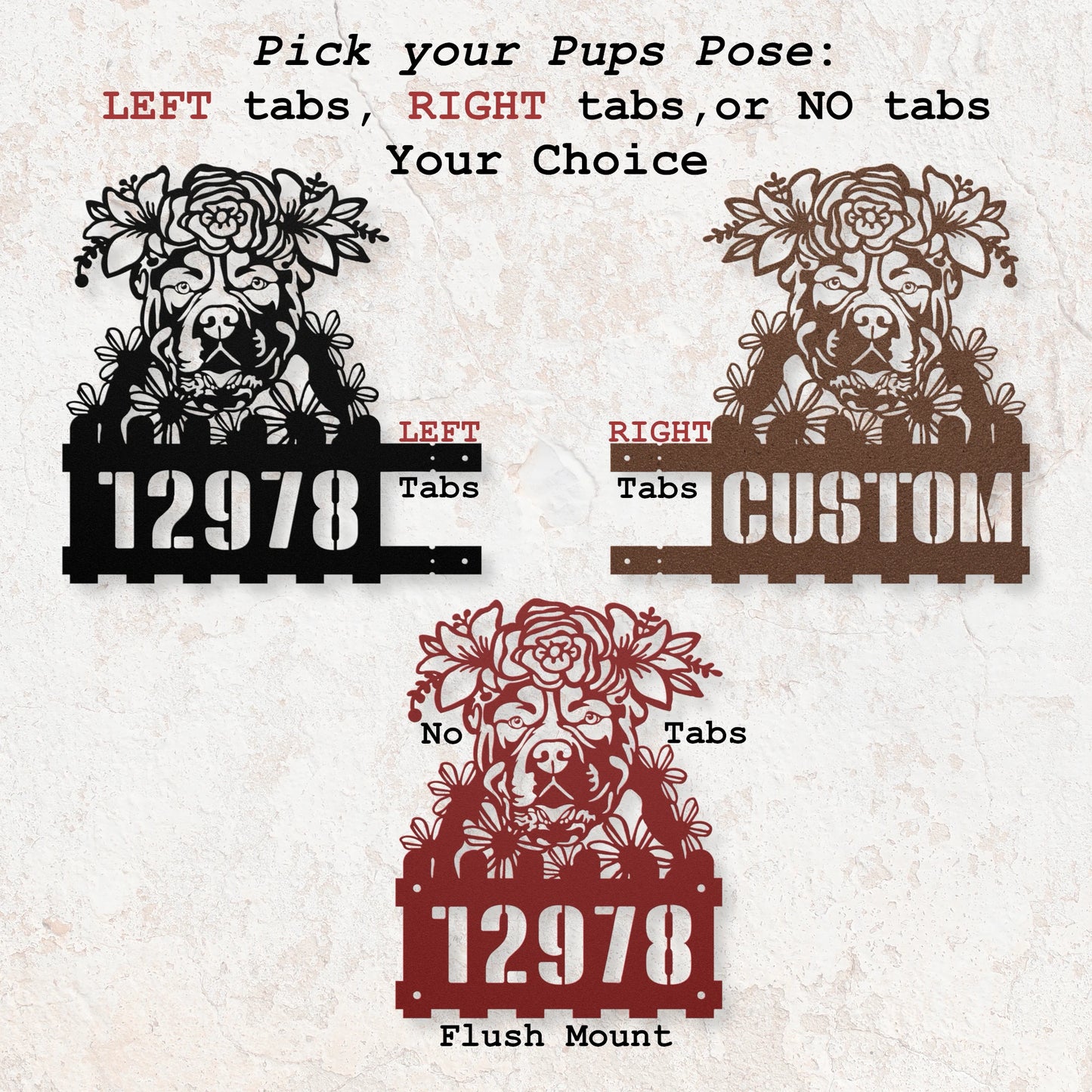 American Bulldog Custom Metal House Number Sign