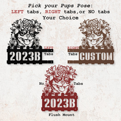 Chihuahua metal sign – Left tab, Right tab, and No Tabs options