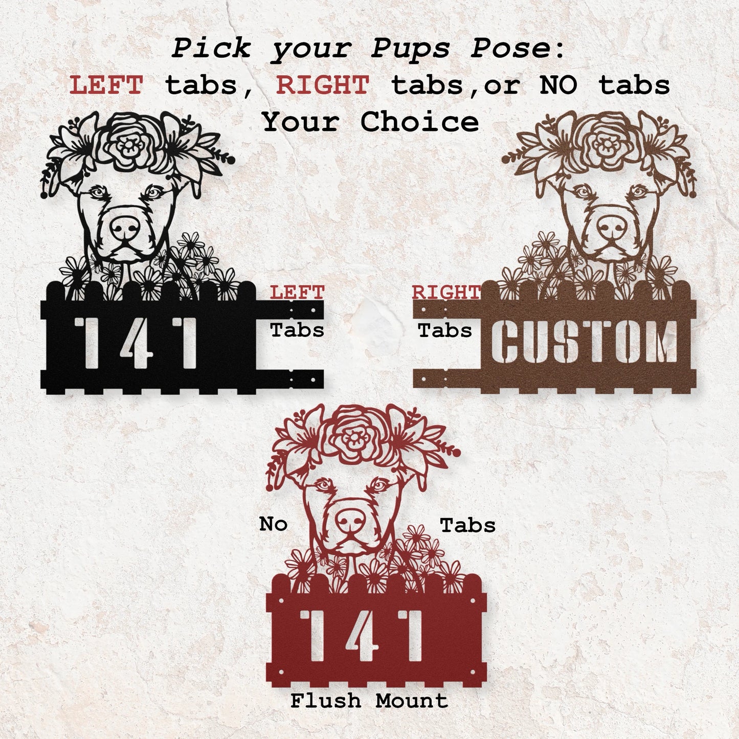 Pit Bull Custom Metal House Number Sign